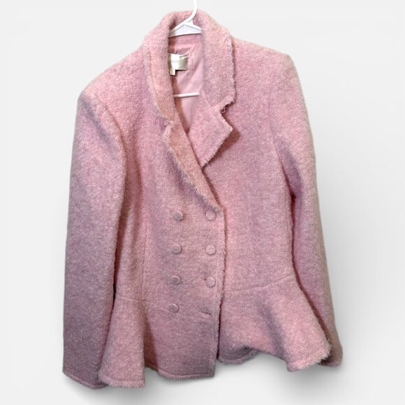 New LoveShackFancy Pink Bouclé Blazer Size 14 NWT Statement Jacket MSRP $795 - Picture 4 of 4